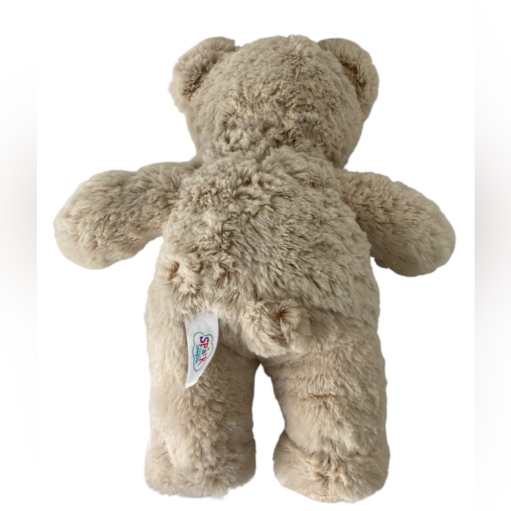 Spark Create Imagine 13” Teddy Bear Plush Cream Oatmeal Ribbed Feet Walmart. - Picture 4 of 11